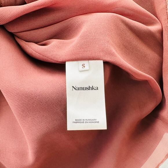 NANUSHKA Halli Vegan Leather Shirt Dress In Brown Size Small Belted Short Sleeve - Picture 7 of 9